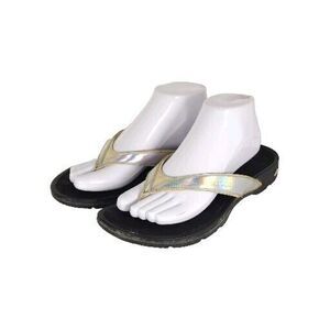 Abeo Women's Alea US9N Silver Thong Neutral Footbed Slide Thong Flip Flop Sandal